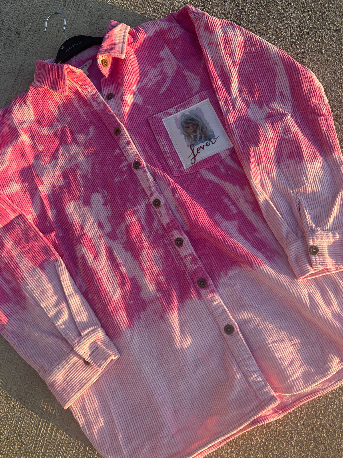 Lover Bleach Splattered Pink Shacket