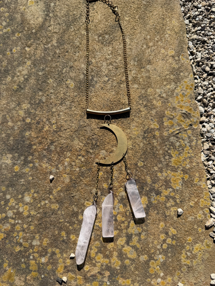 Over The Moon Crystal Pendant Necklace