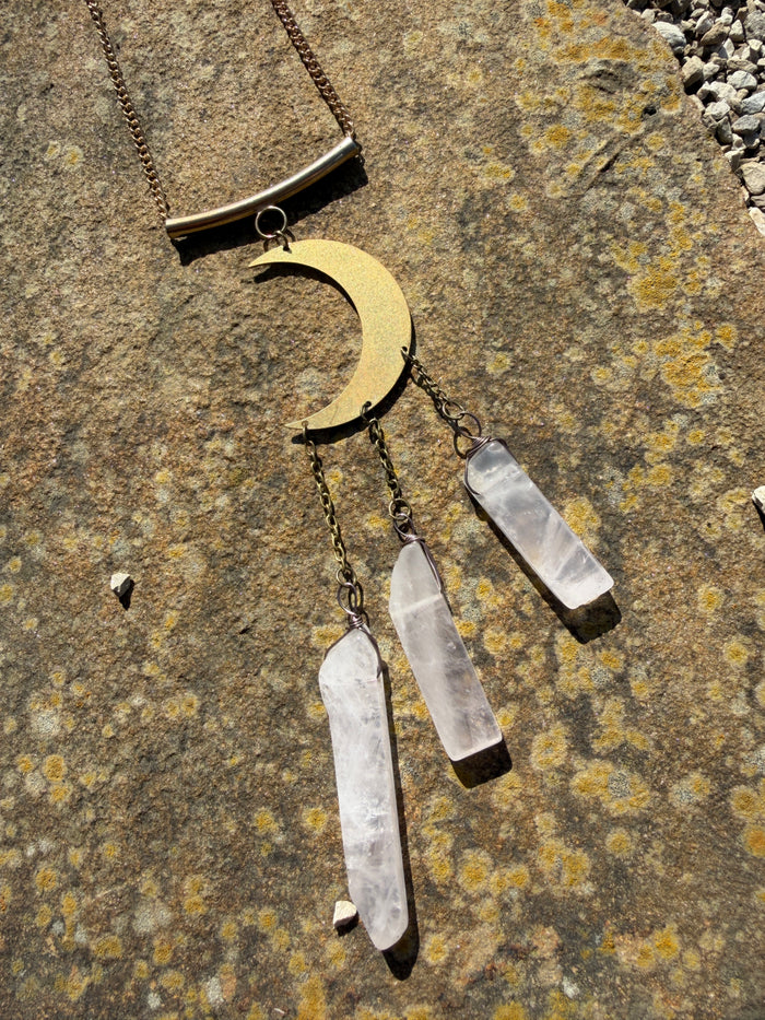 Over The Moon Crystal Pendant Necklace