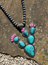 Western Cactus Floral Navajo Beaded Necklace