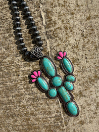 Western Cactus Navajo Beaded Necklace