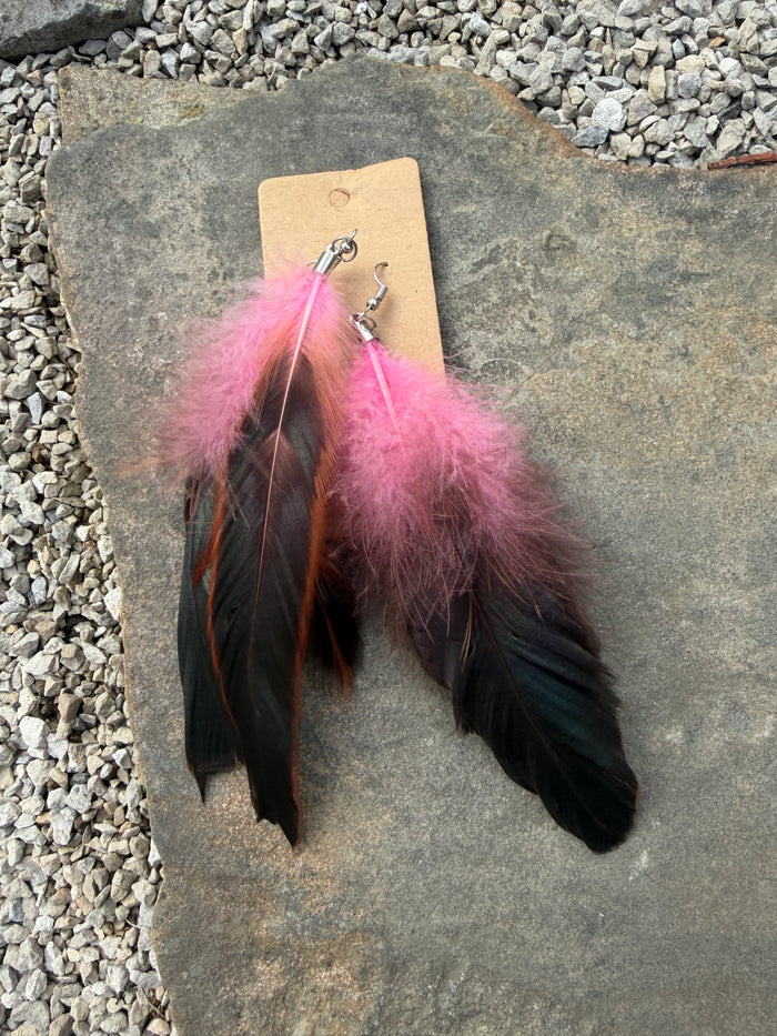 Pink Simple Feather Earrings