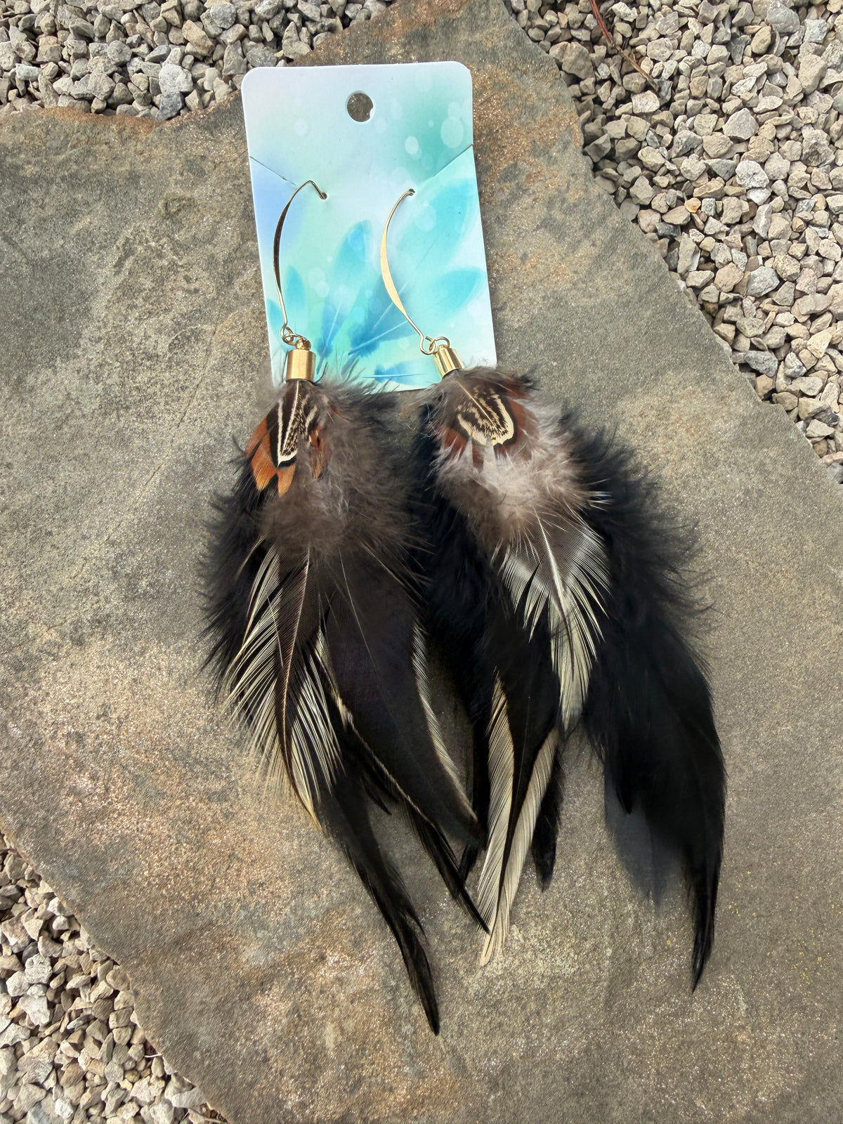 Black Dangle Feather Earrings