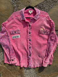 Eras Tour Pink Sequin Waffle Shacket