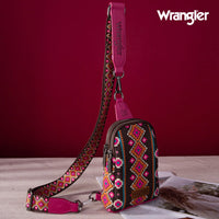 Wrangler Aztec Print Crossbody Sling Chest Bag - Pink