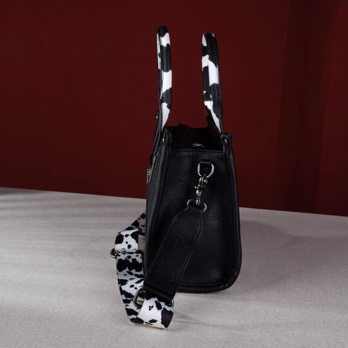 Wrangler Cow Print Concealed Carry Tote/Crossbody -Black