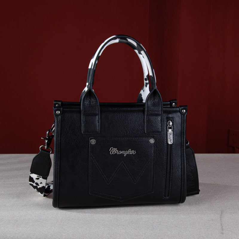 Wrangler Cow Print Concealed Carry Tote/Crossbody -Black