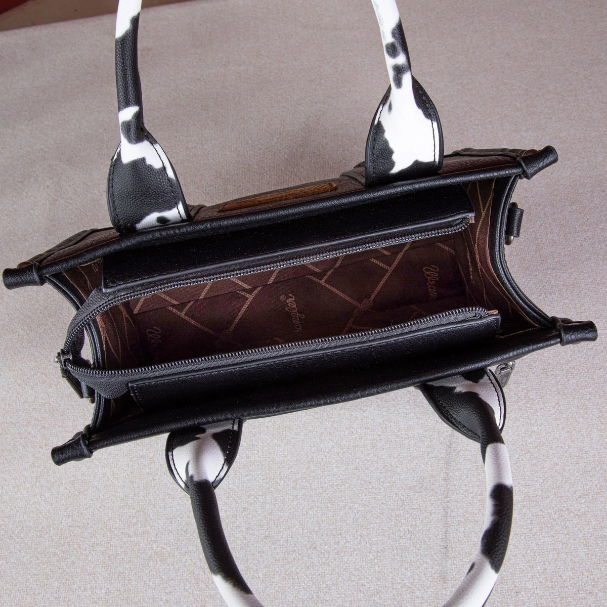 Wrangler Cow Print Concealed Carry Tote/Crossbody -Black