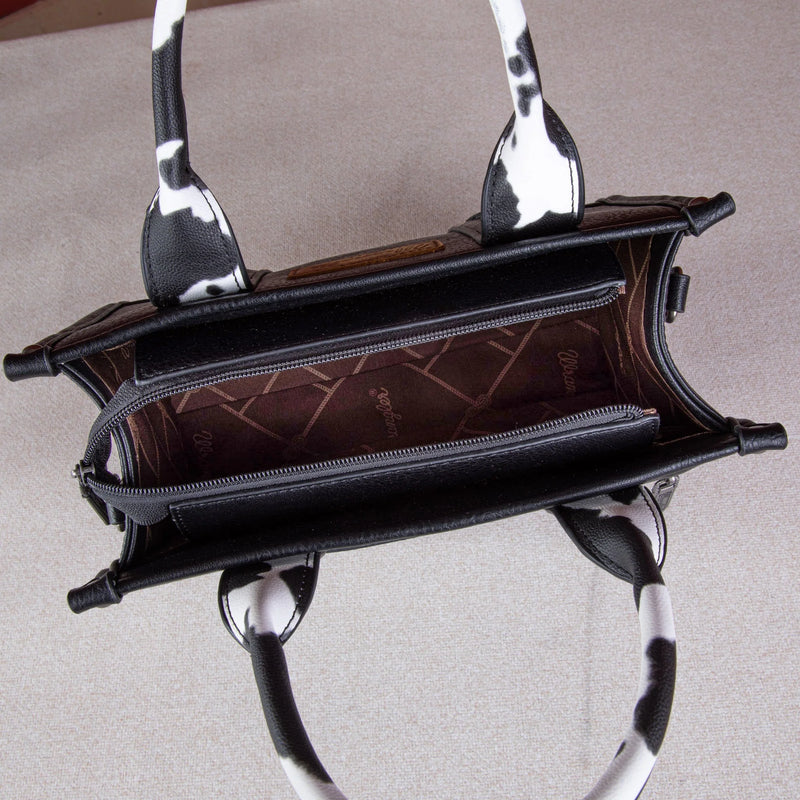 Wrangler Cow Print Concealed Carry Tote/Crossbody -Black