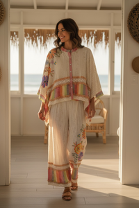 Bungalow Boho Embroidered Pant  + Top Set
