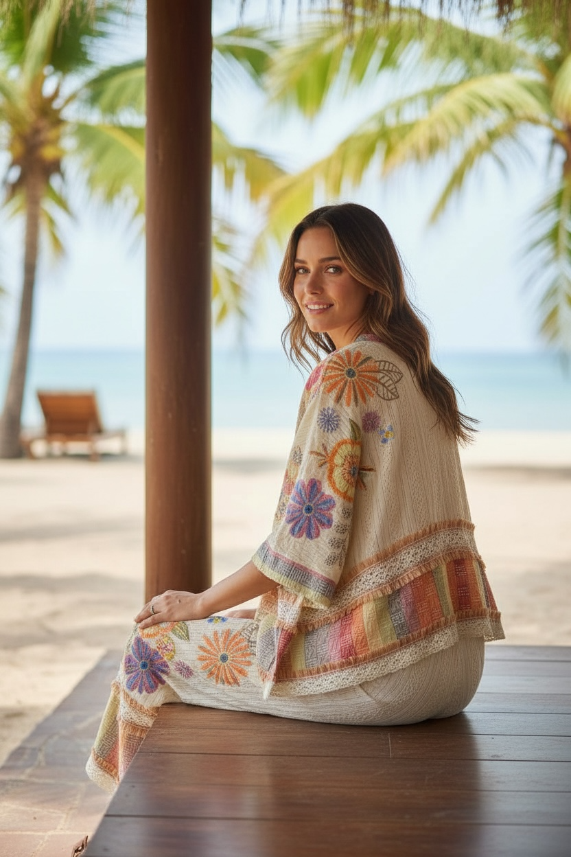 Bungalow Boho Embroidered Pant  + Top Set