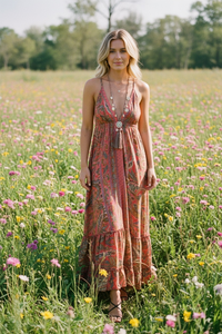 Bohemian Handkerchief Silky Coral Dress