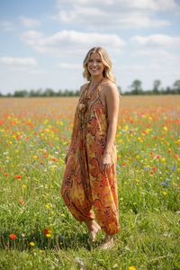 Bohemian Silky Coral Jumpsuit