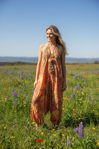 Bohemian Silky Coral Jumpsuit