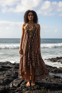 Bohemian High Low Silky Aztec Dress