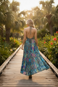 Bohemian High Low Silky Azul Dress