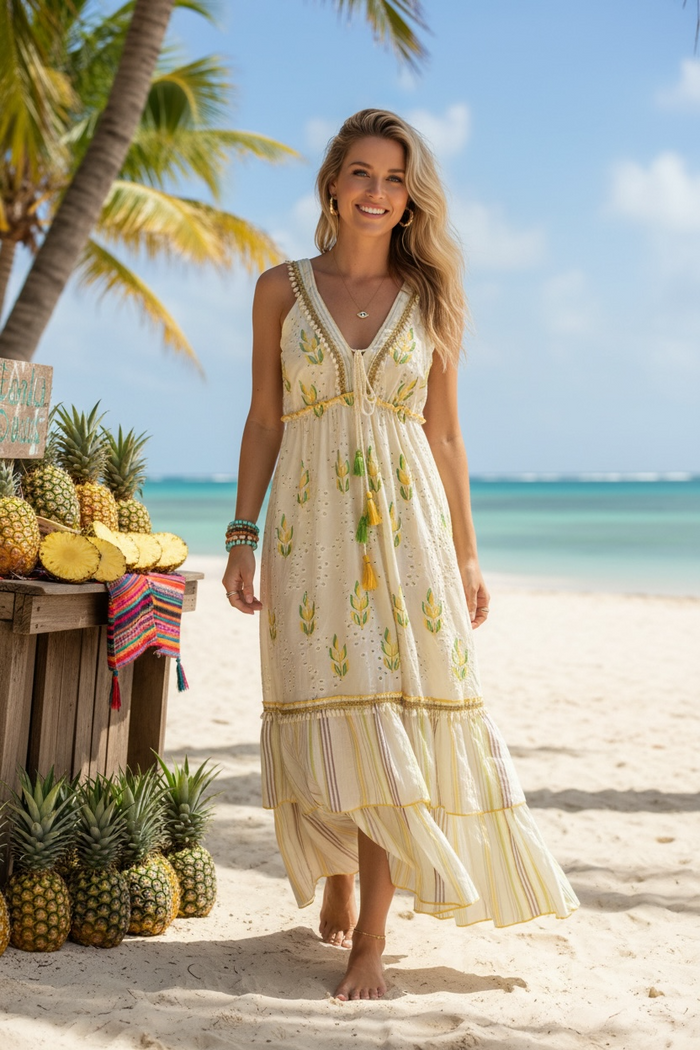 Lemon Drop Lace Maxi Dress
