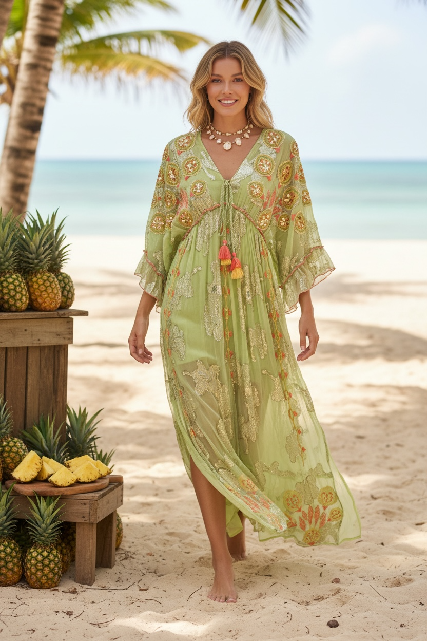 Citrus Chiffon Embellished Maxi