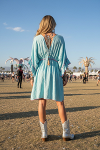Sky Blue Embroidered Flirty Dress