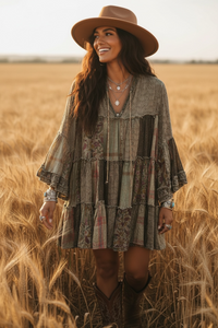 Olive Etherial Floral Flirty Dress