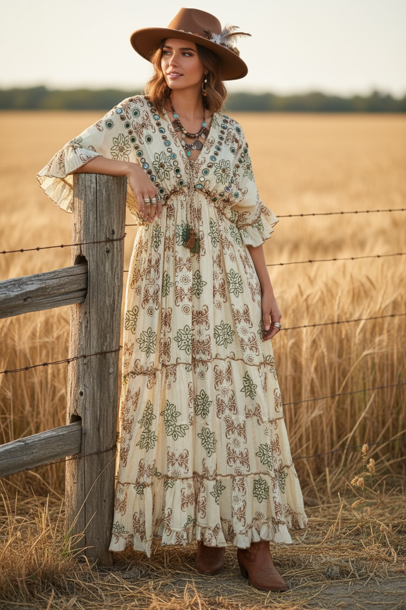 Aztec Western Maxi Dress