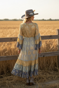 Dusty Blue Western Maxi Dress