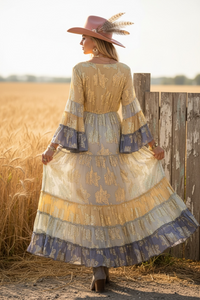 Dusty Blue Western Maxi Dress