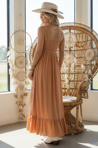 Peach Embellished Maxi Dress