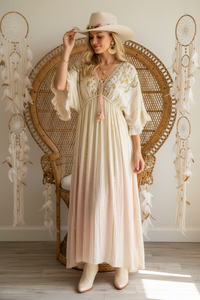 Ombre Blush Embroidered Maxi Dress