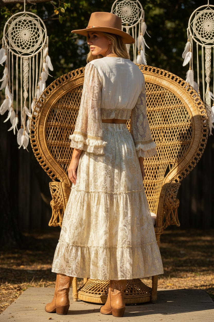 Western Embellished Skirt + Top Set