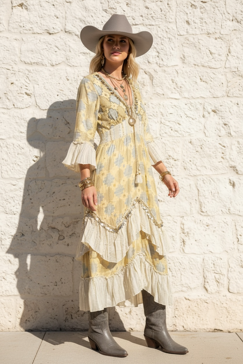 Aztec Ruffled Handkerchief Dress