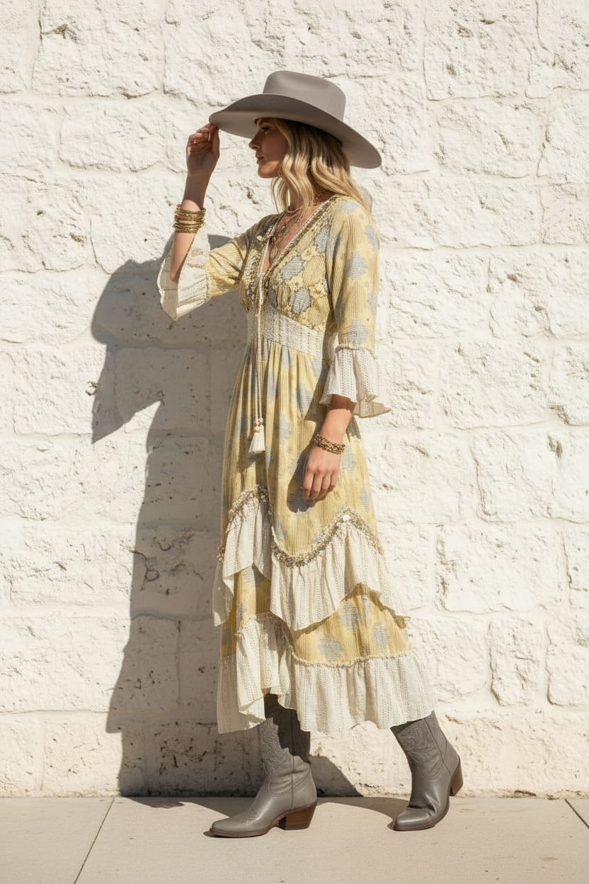 Aztec Ruffled Handkerchief Dress