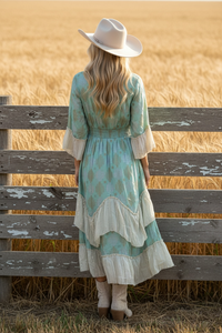 Aztec Ruffled Mint Handkerchief Dress