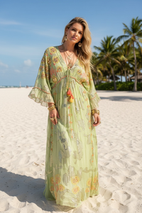 Citrus Chiffon Embellished Maxi