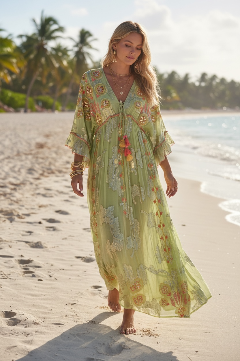 Citrus Chiffon Embellished Maxi