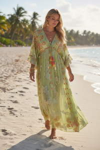 Citrus Chiffon Embellished Maxi