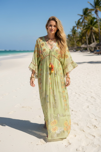 Citrus Chiffon Embellished Maxi