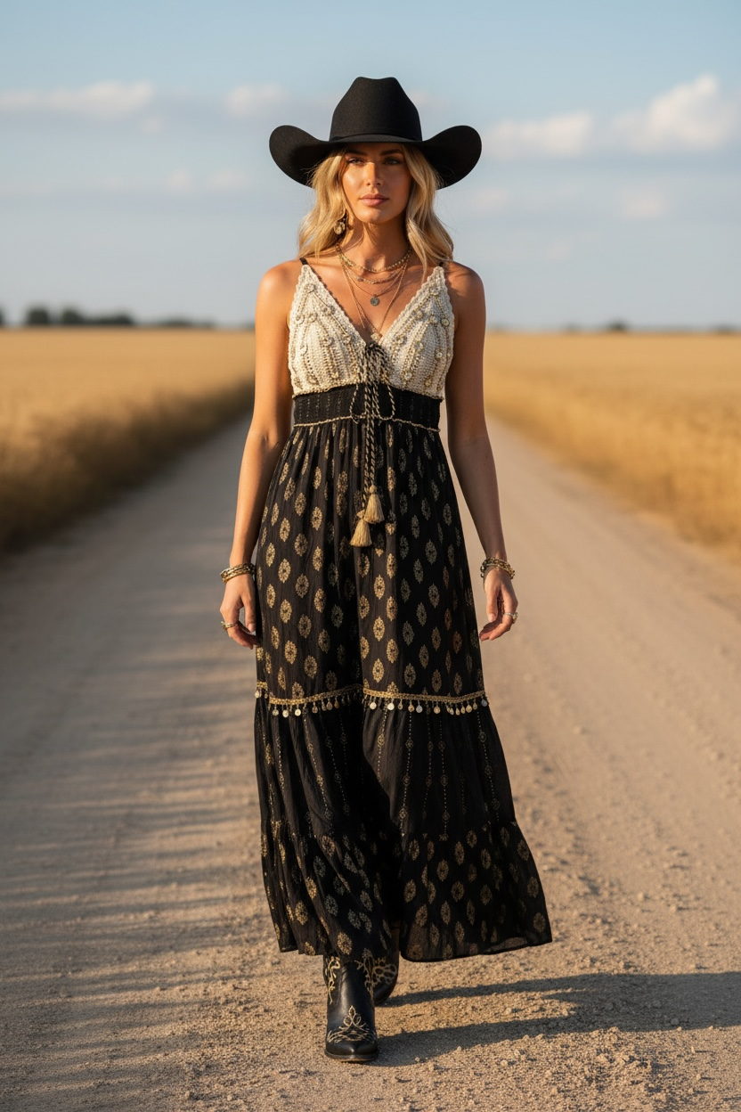Tribal Crochet Maxi Dress