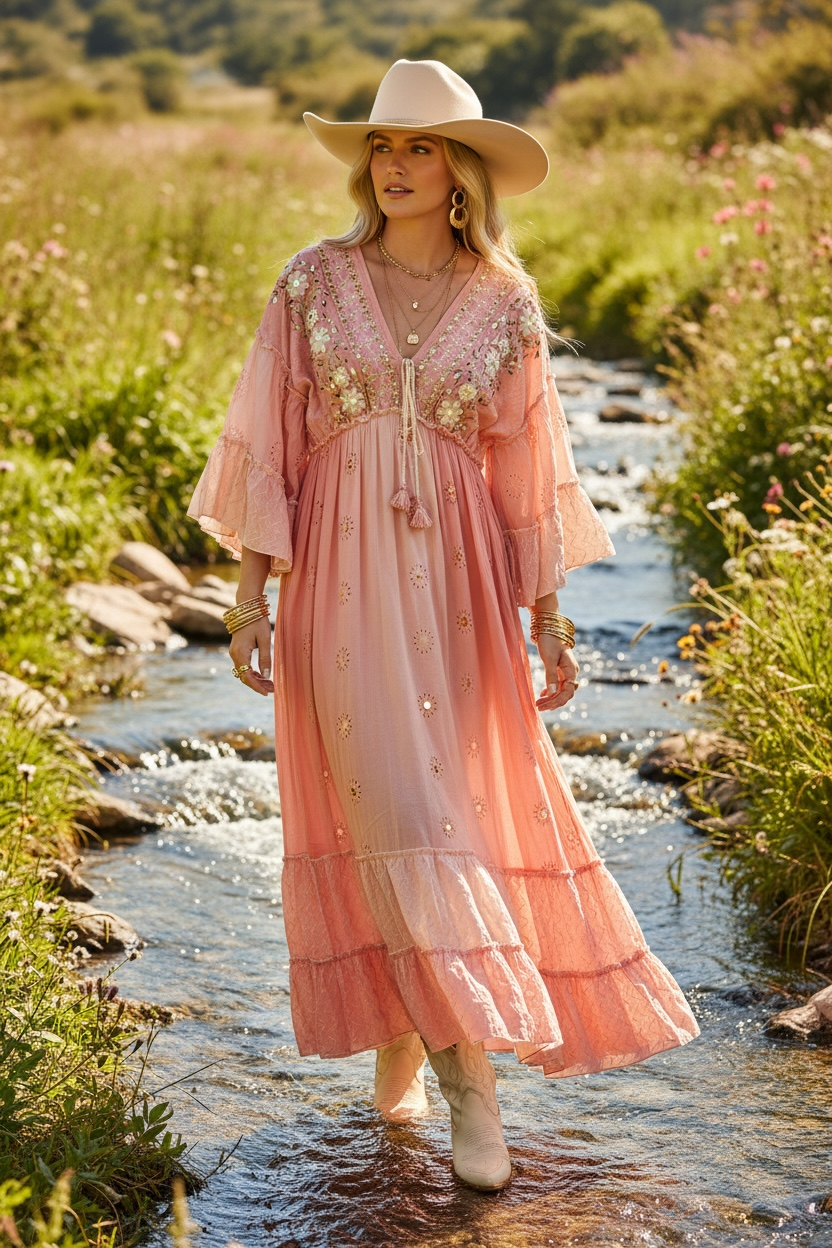 Dreamsicle Embroidered Maxi Dress