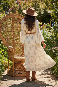 Neutral Bohemian Skirt + Top Set