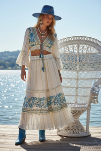 Festival Bohemian Skirt + Top Set - Azul