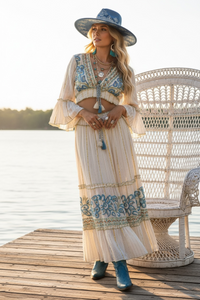 Festival Bohemian Skirt + Top Set - Azul