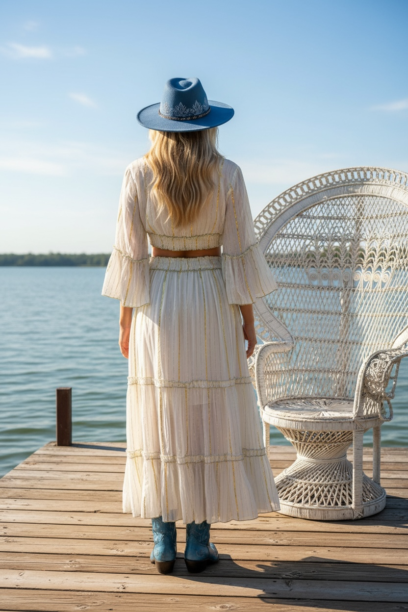 Festival Bohemian Skirt + Top Set - Azul