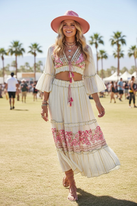 Festival Bohemian Skirt + Top Set - Fuschia