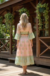 Lace + Shine Bohemian Skirt + Top Set - Pink / Mint