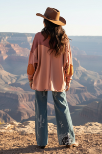 Navajo Patchwork Button Up Sweatshirt