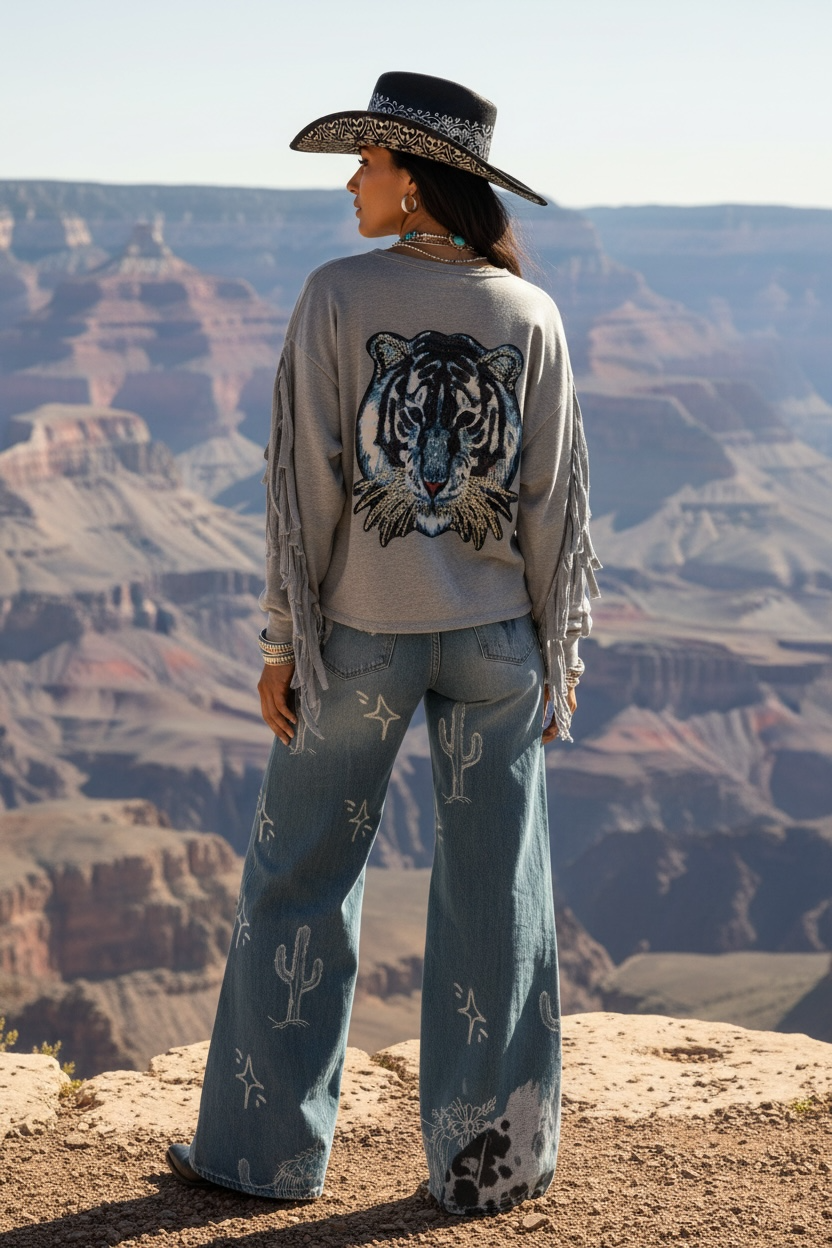 Navajo Fringed Tiger Sweatshirt