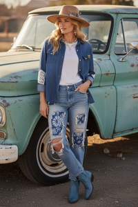 Quilted Denim Western Shirt