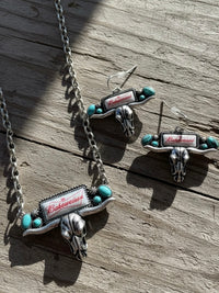 Babeweiser Cow Skull Necklace + Earring Set