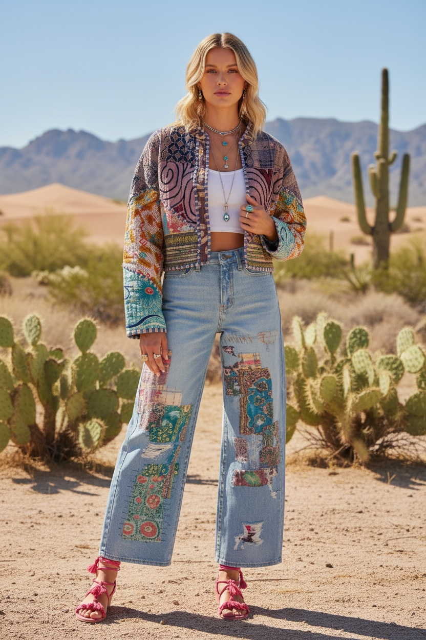 Bohemian Vintage Kantha Reversible Handmade Short Style Jacket - Chelsea